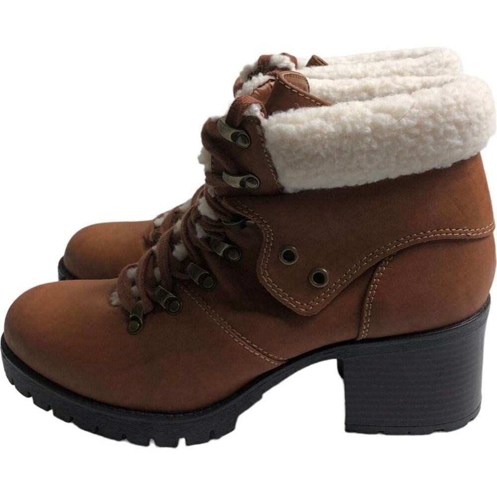MIA Tallia Brown Faux Fur Ankle Boots